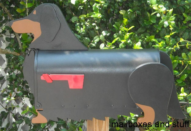Black and Tan Long Coat Dachshund mailbox
