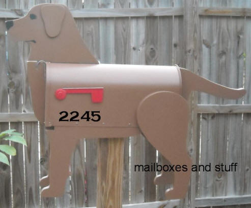 Chocolate Labrador mailbox