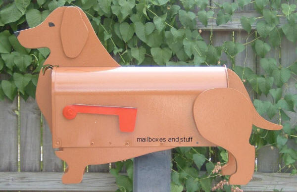 Dachshund Mailbox, standard brown Dachshund ,, can be custom painted as a Black and Tan Dachshund