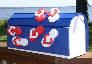 red, white and blue Flip Flop mailbox