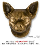 Chihuahua Dog Head Door Knocker, Brass Chihuahua door knocker