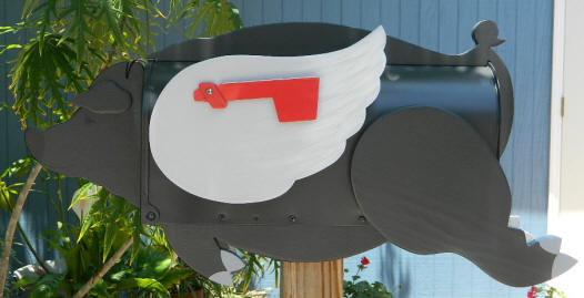 Pigs Do Fly Mailbox in black