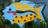 blues on yellow speckled fish mailbox