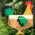 Golden Rooster mailbox with colorful accents
