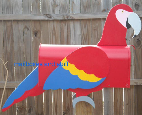 Scarlett Macaw Mailbox